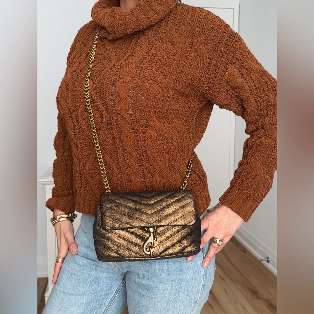 Rebecca Minkoff Edie Date Night Gold Quilted Crossbody